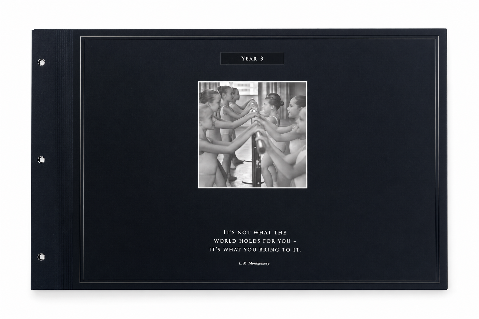 Black Pre printed yr 3 page Capture your story with our quality handmade albums and online co-creation sessions